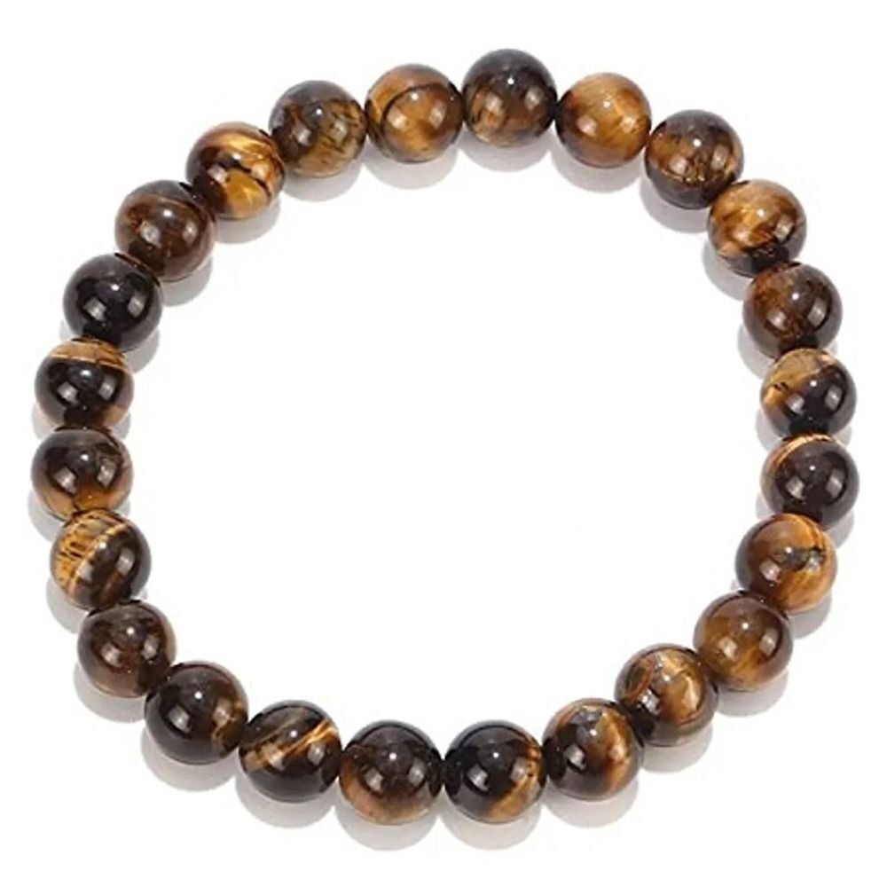 Natural Tiger Eye Stone Round Beads Volcanic Lava Bracelet (1 Pc ) - Picture 11 of 11